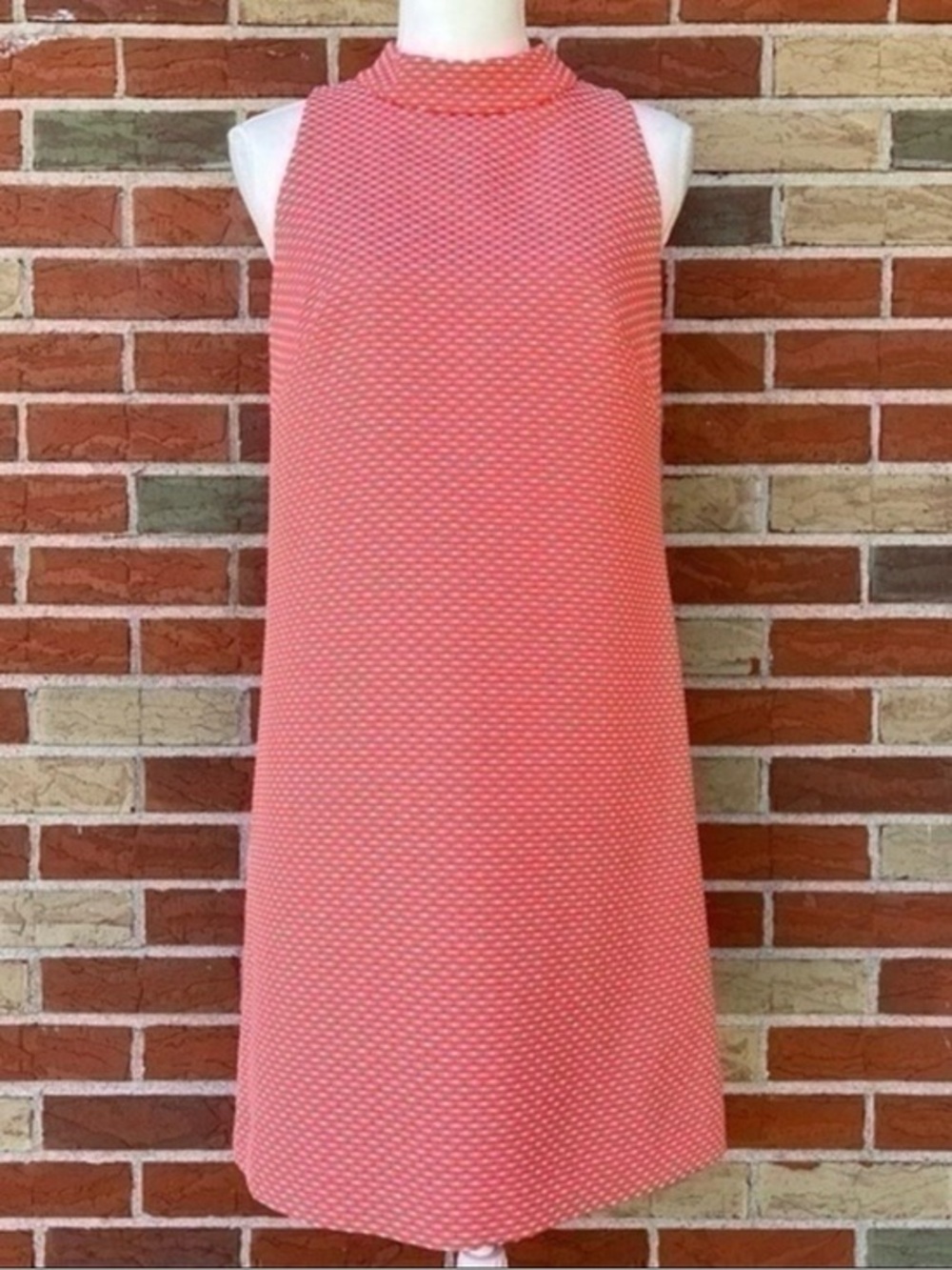 Tahari ASL Polka Dot Orange White A-line Sleeveless Mini Shift Dress 👗